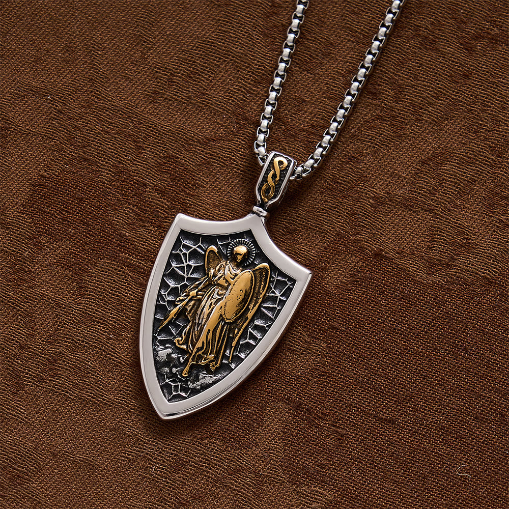 SolaceBeads Stainless Steel Archangel Saint Michael Shield Necklace: Courage, Divine Protection - image 5