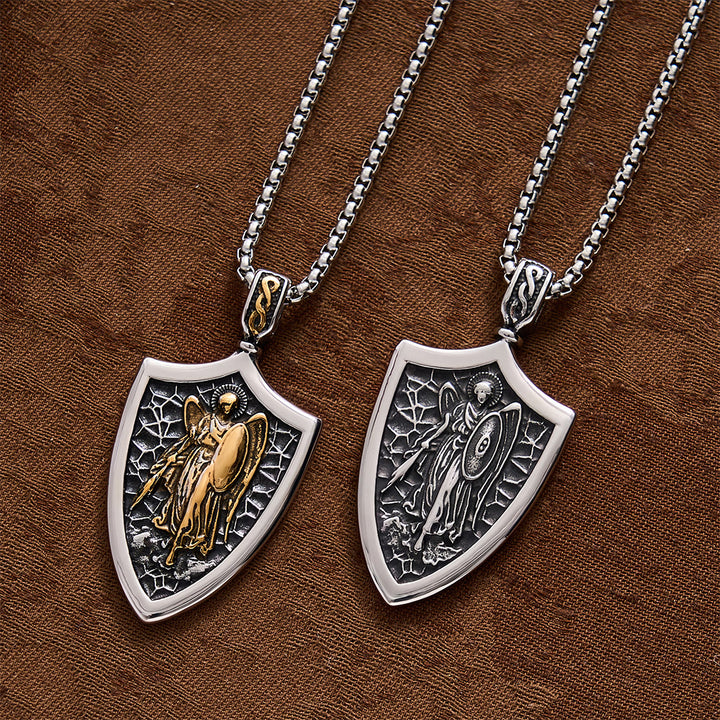 SolaceBeads Stainless Steel Archangel Saint Michael Shield Necklace: Courage, Divine Protection - image 3