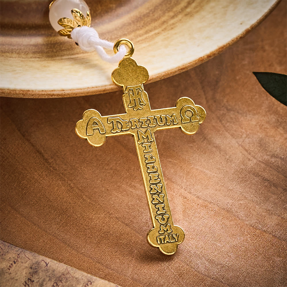 SolaceBeads Persian Jade Stone Rosary With Miraculous Medal &amp; Crucifix: Peace in Soft Pink Hues - image 5