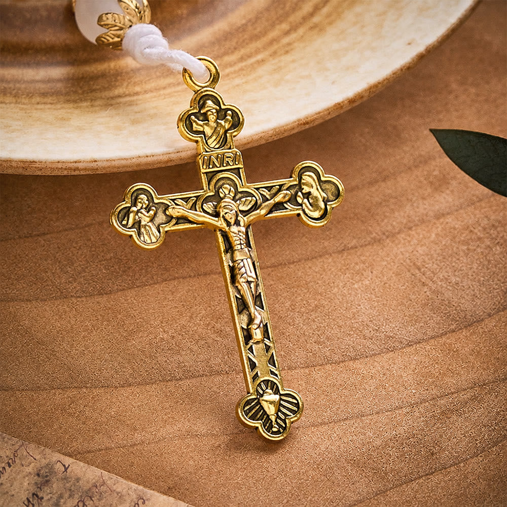SolaceBeads Persian Jade Stone Rosary With Miraculous Medal &amp; Crucifix: Peace in Soft Pink Hues - image 4