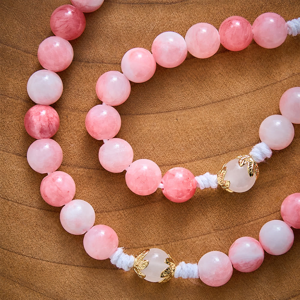 SolaceBeads Persian Jade Stone Rosary With Miraculous Medal &amp; Crucifix: Peace in Soft Pink Hues - image 2