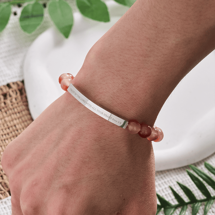 SolaceBeads Orange-Red Bloom AgateBracelet For Her: Trust in the Lord with All Your Heart Prov 3:5 - image 1