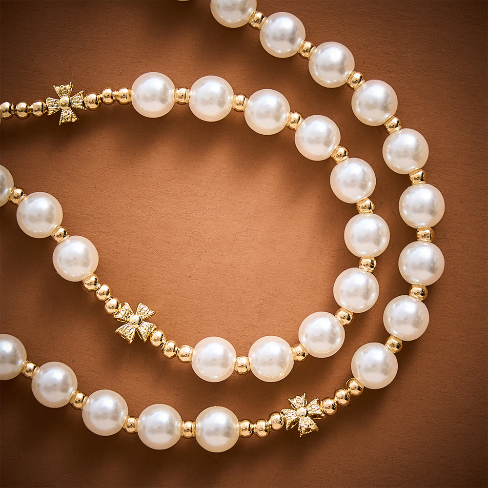 SolaceBeads Pearl &amp; Golden Clover Artistic Rosary With Miraculous Medal: The Blessed Grace - image 2