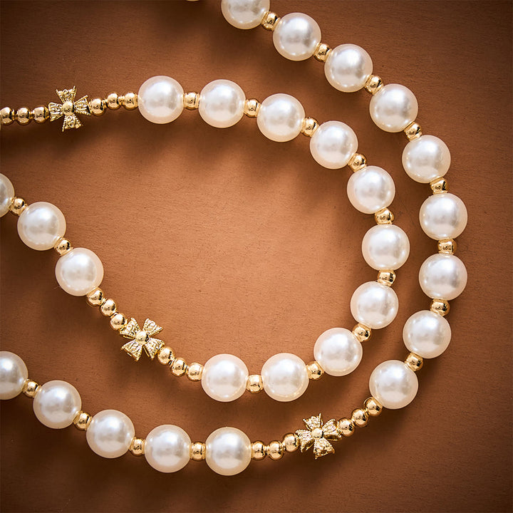 SolaceBeads Pearl &amp; Golden Clover Artistic Rosary With Miraculous Medal: The Blessed Grace - image 2