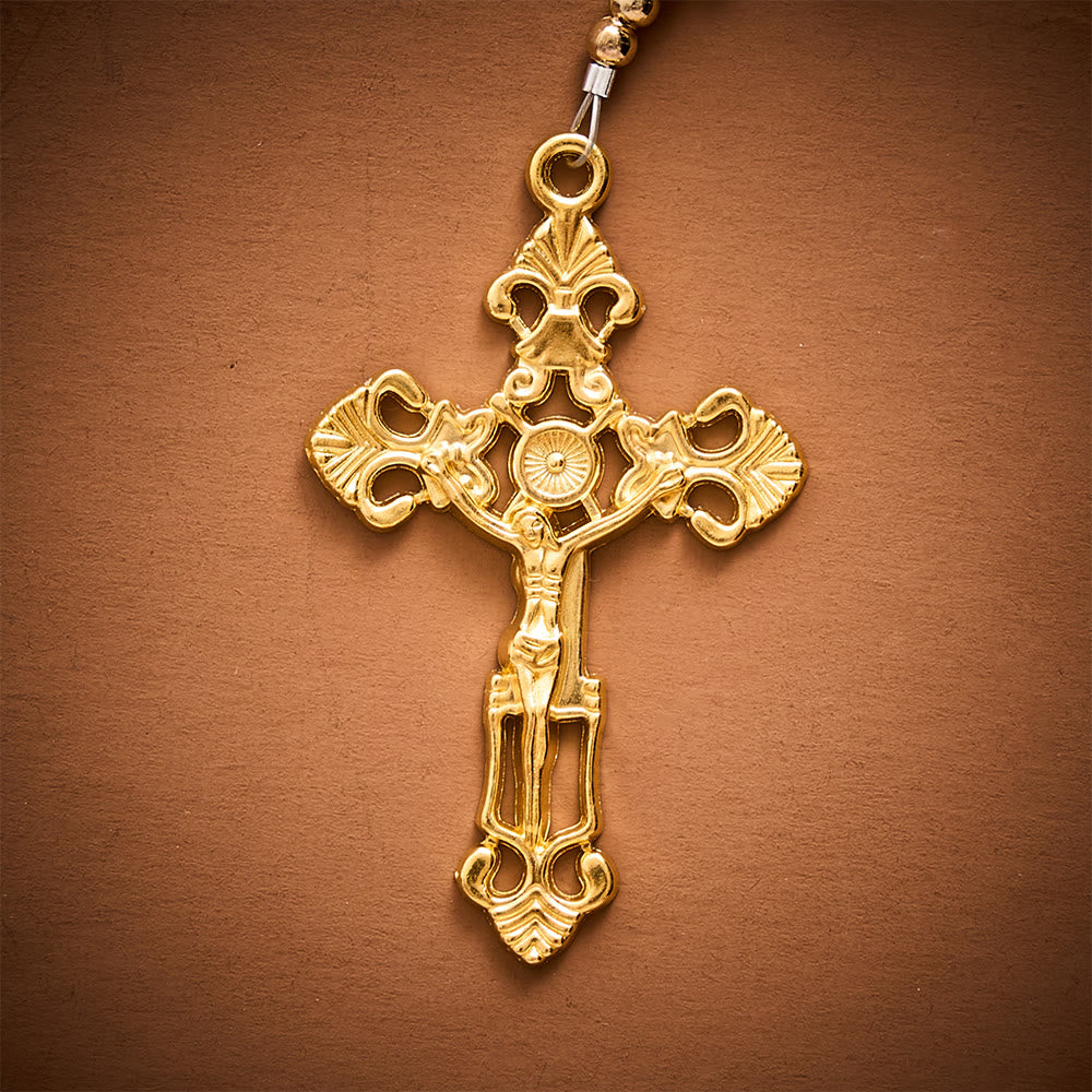 SolaceBeads Pearl &amp; Golden Clover Artistic Rosary With Miraculous Medal: The Blessed Grace - image 4