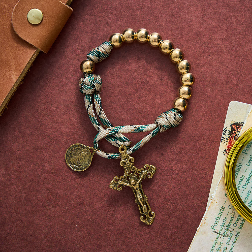SolaceBeads Gold Metal Pocket Rosary With Antique Bronze St. Benedict Medal:The Timeless Protection - image 6