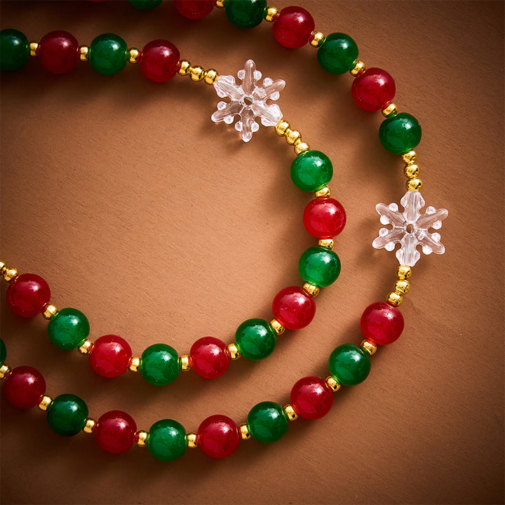 SolaceBeads Glass &amp; Snowflake Miraculous Medal Artistic Rosary: Radiant Joy, Festive Grace - image 2