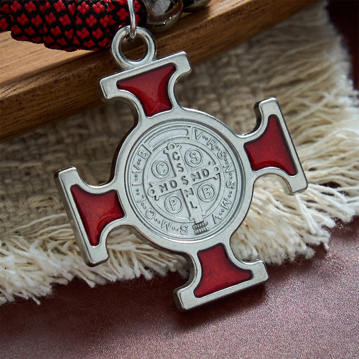 SolaceBeads Metallic Gunmetal Beads Holy Trinity Crucifix &amp; St. Benedict Pocket Rosary: Divine Strength - image 4