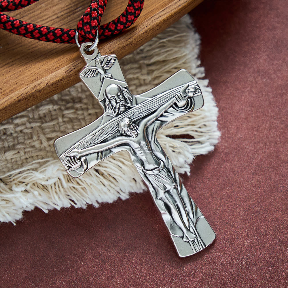 SolaceBeads Metallic Gunmetal Beads Holy Trinity Crucifix &amp; St. Benedict Pocket Rosary: Divine Strength - image 6