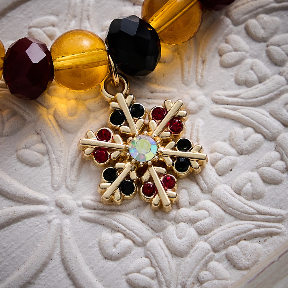 SolaceBeads Amber Glass &amp; Crystal Snowflake Crucifix Bracelet: Warm Light, Heavenly Peace - image 5