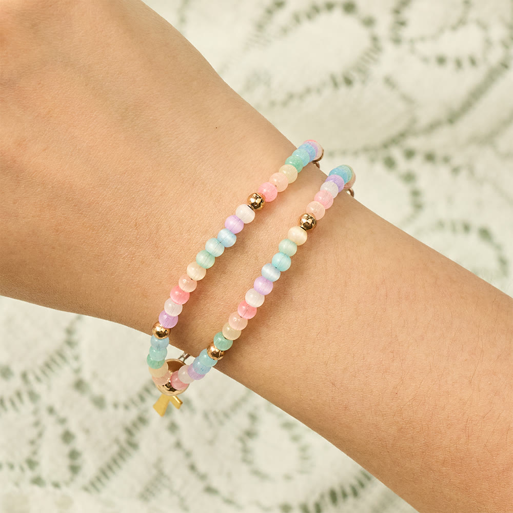 SolaceBeads Rainbow Cat Eye Rosary Bracelet With Guadalupe Medal &amp; Crucifix: The Colorful Blessing - image 1