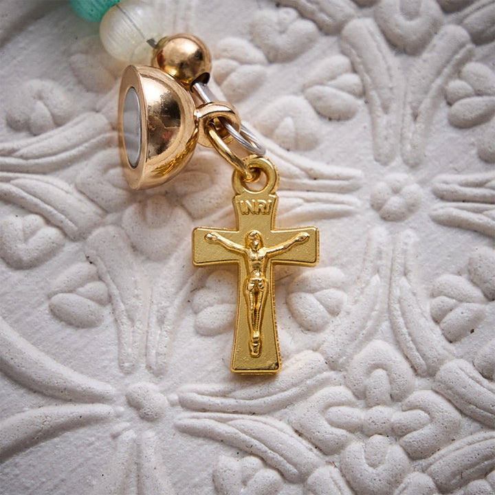 SolaceBeads Rainbow Cat Eye Rosary Bracelet With Guadalupe Medal &amp; Crucifix: The Colorful Blessing - image 6