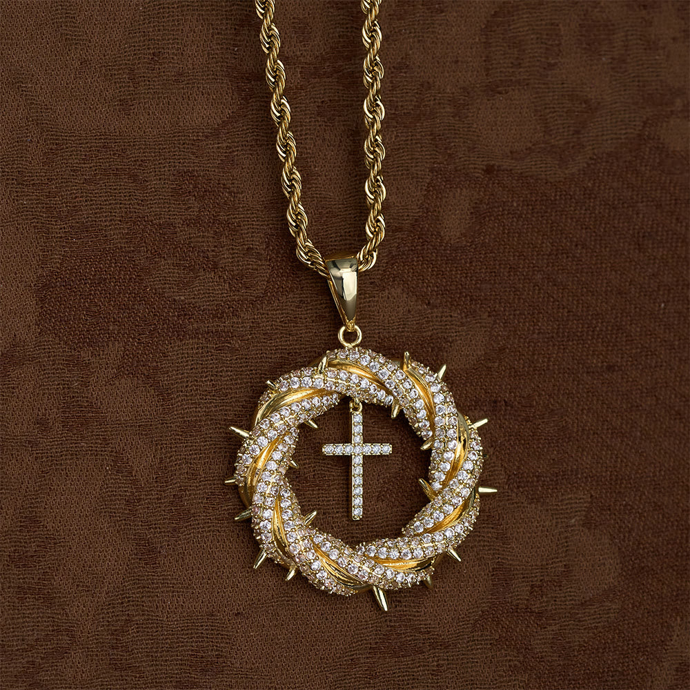 SolaceBeads Crown of Thorns Cross Cubic Zirconia Pendant Necklace: Peace in Sacred Grace - image 3