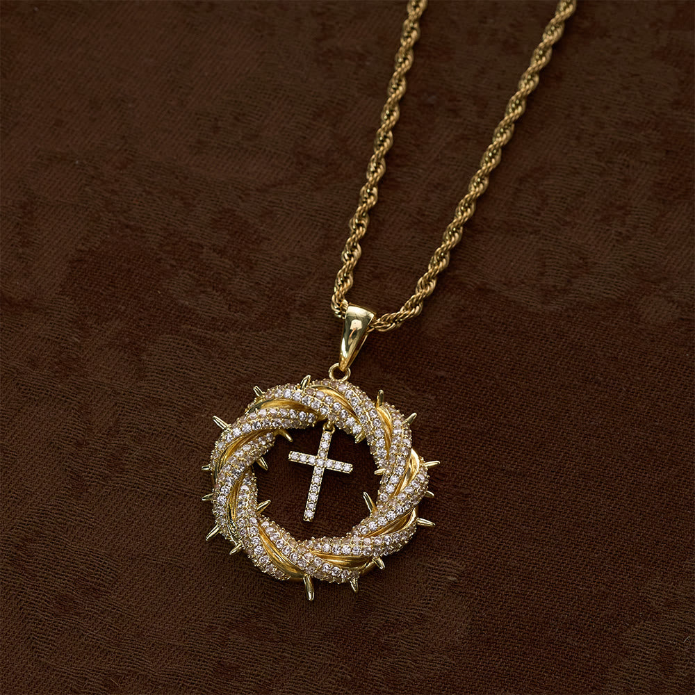 SolaceBeads Crown of Thorns Cross Cubic Zirconia Pendant Necklace: Peace in Sacred Grace - image 8