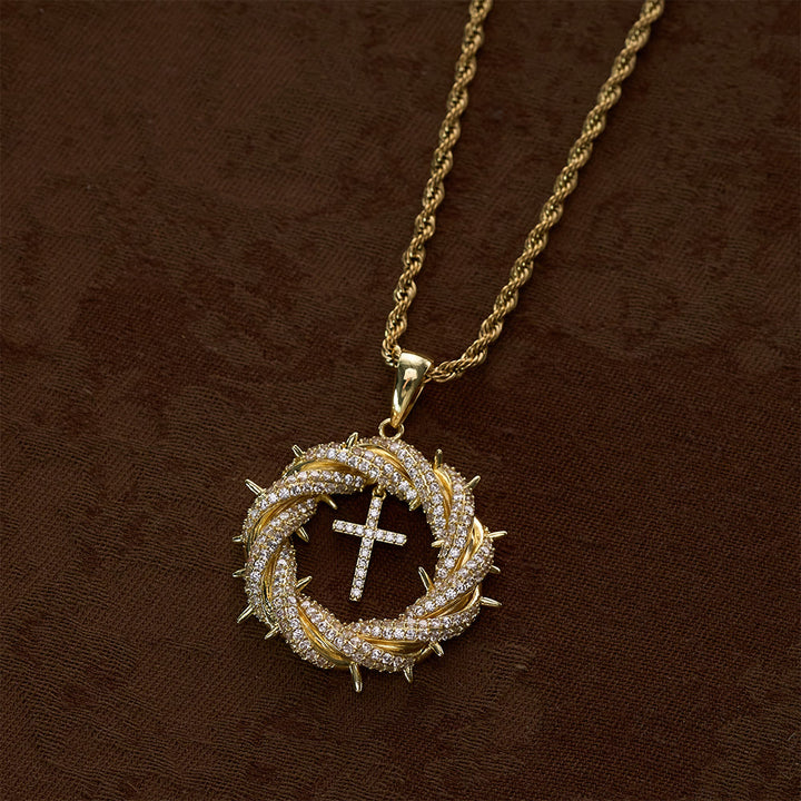 SolaceBeads Crown of Thorns Cross Cubic Zirconia Pendant Necklace: Peace in Sacred Grace - image 8