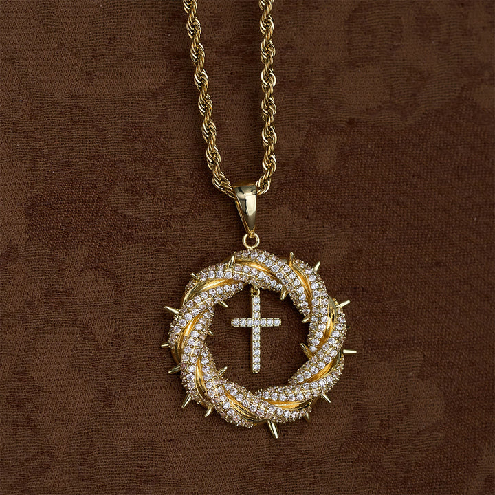 SolaceBeads Crown of Thorns Cross Cubic Zirconia Pendant Necklace: Peace in Sacred Grace - image 6