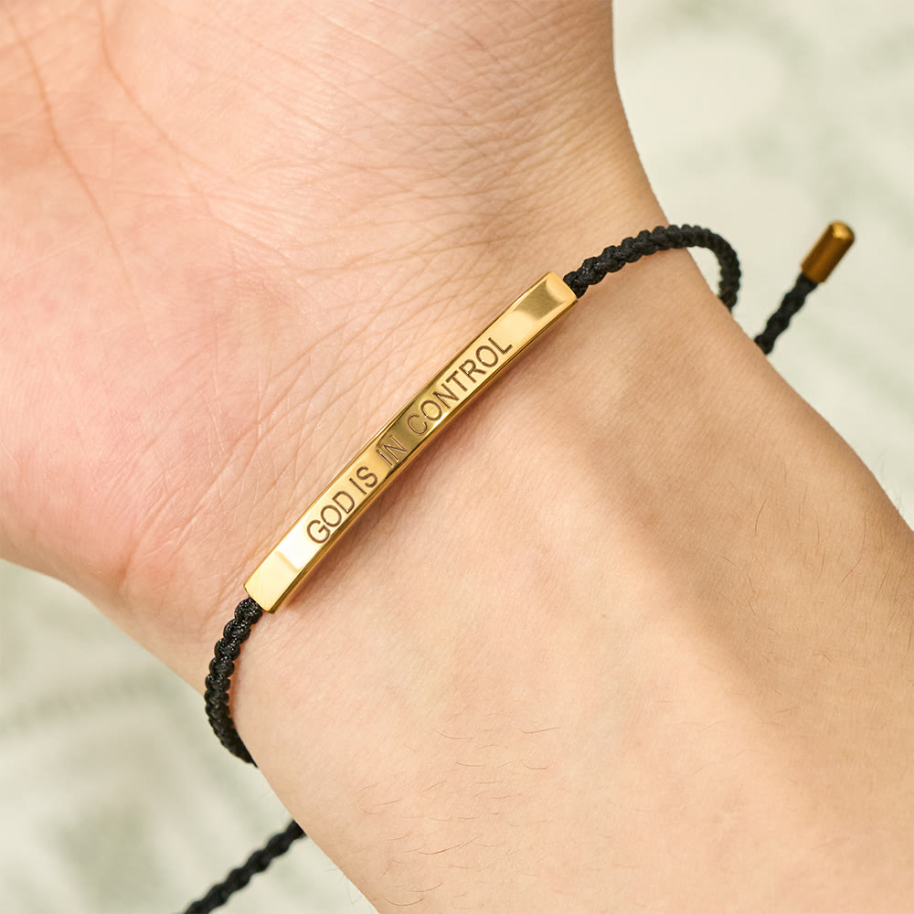 SolaceBeads Stainless Steel "GOD IS IN CONTROL" Bar Braided Bracelet: Unwavering Faith, Inner Peace - image 1