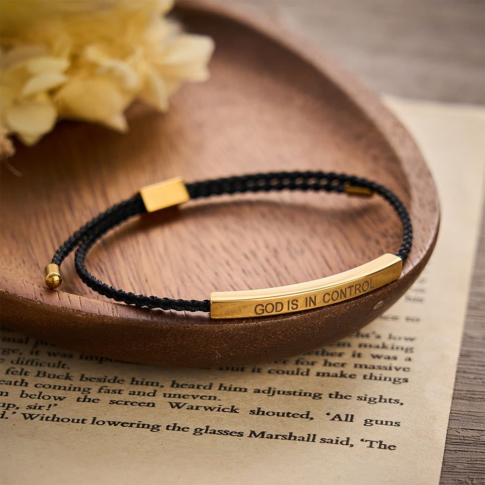 SolaceBeads Stainless Steel "GOD IS IN CONTROL" Bar Braided Bracelet: Unwavering Faith, Inner Peace - image 4