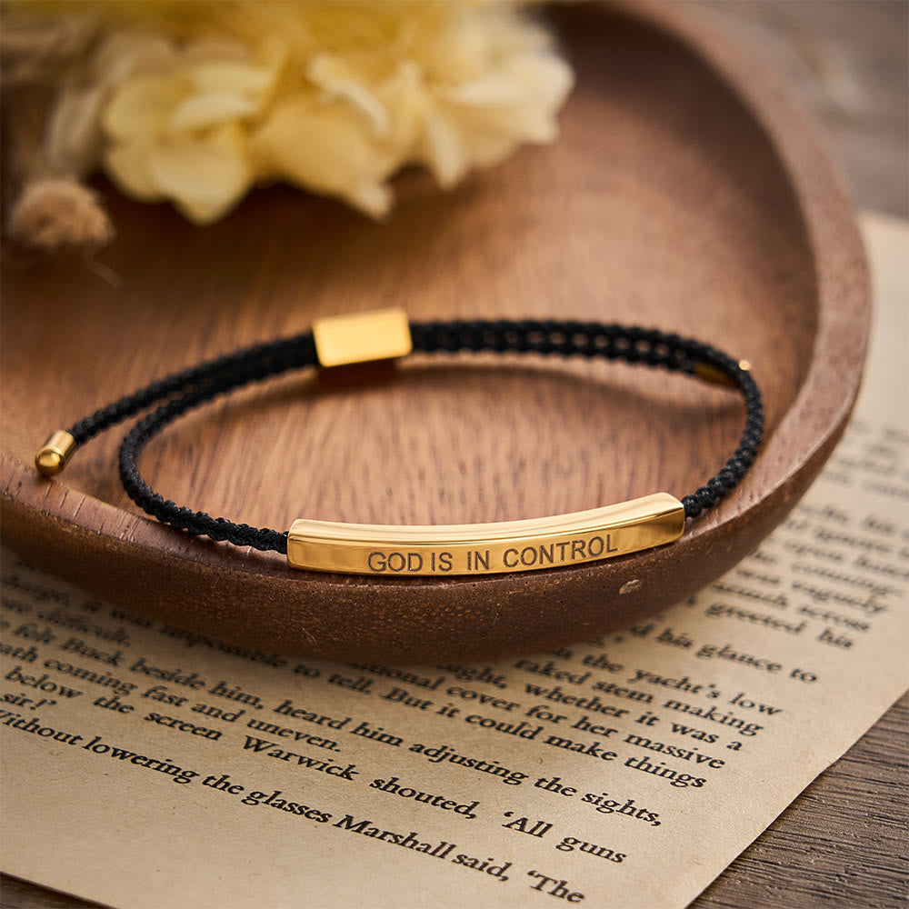 SolaceBeads Stainless Steel "GOD IS IN CONTROL" Bar Braided Bracelet: Unwavering Faith, Inner Peace - image 3