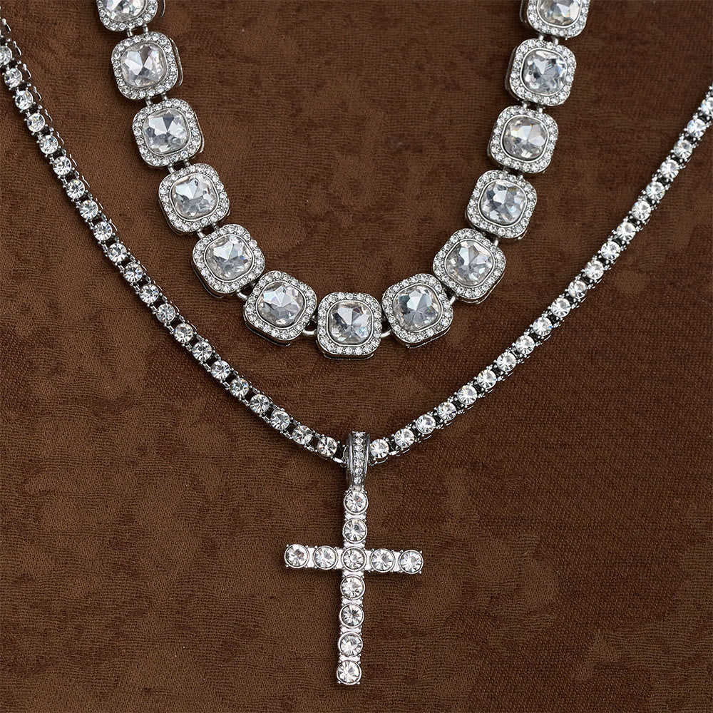 SolaceBeads Double-Layered Crystal Tennis Chain Cross Necklace: Design For Strength &amp; Success - image 4