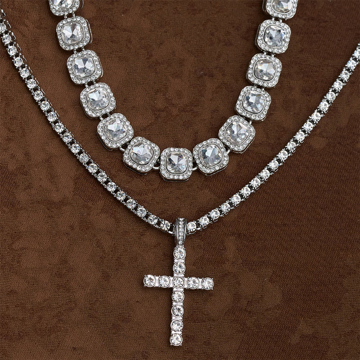 SolaceBeads Double-Layered Crystal Tennis Chain Cross Necklace: Design For Strength &amp; Success - image 4