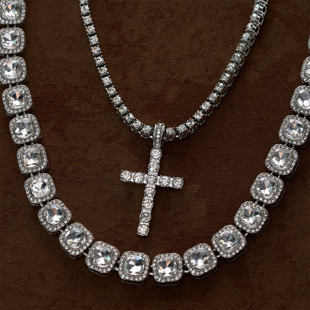 SolaceBeads Double-Layered Crystal Tennis Chain Cross Necklace: Design For Strength &amp; Success - image 3