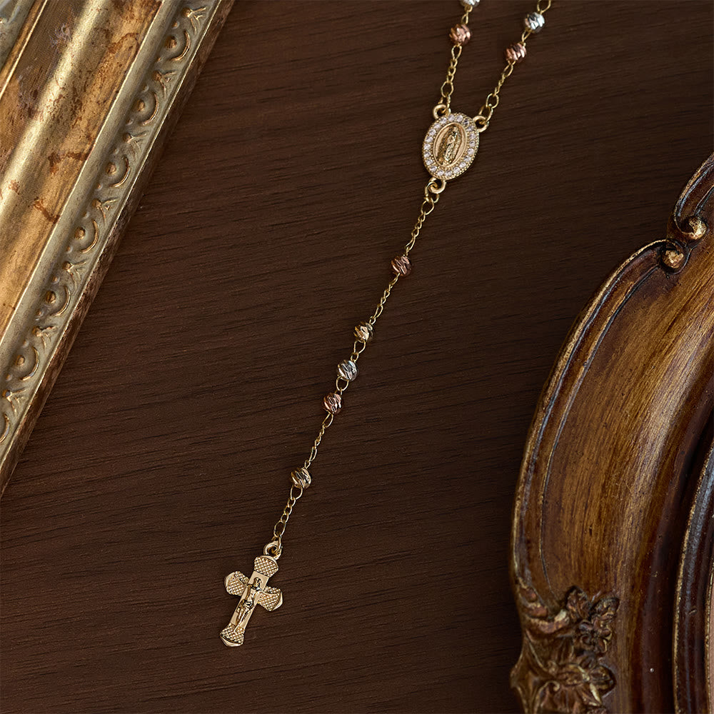 laceBeads Tricolor Metal Bead Rosary Necklace With Miraculous Medal &amp; Crucifix: The Gentle Devotion - image 3