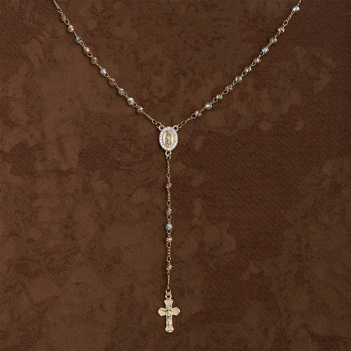 laceBeads Tricolor Metal Bead Rosary Necklace With Miraculous Medal &amp; Crucifix: The Gentle Devotion - image 1