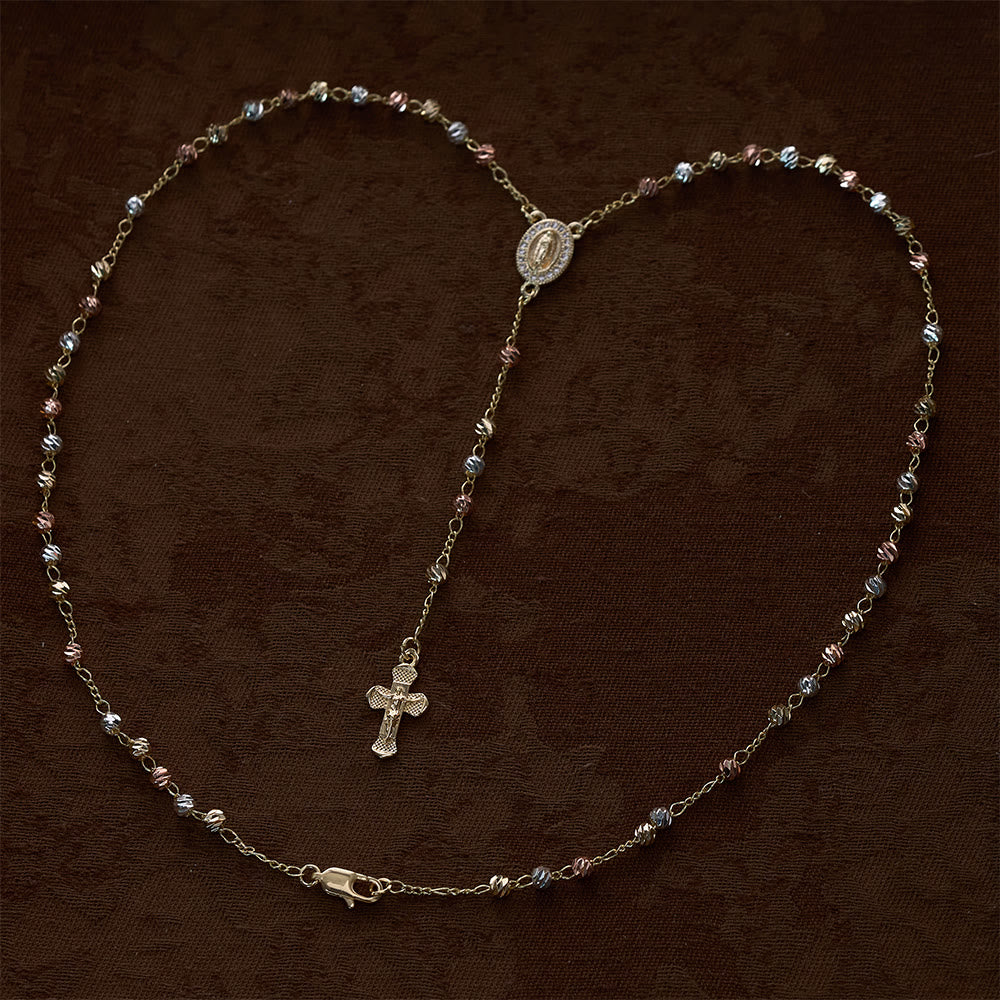 laceBeads Tricolor Metal Bead Rosary Necklace With Miraculous Medal &amp; Crucifix: The Gentle Devotion - image 4
