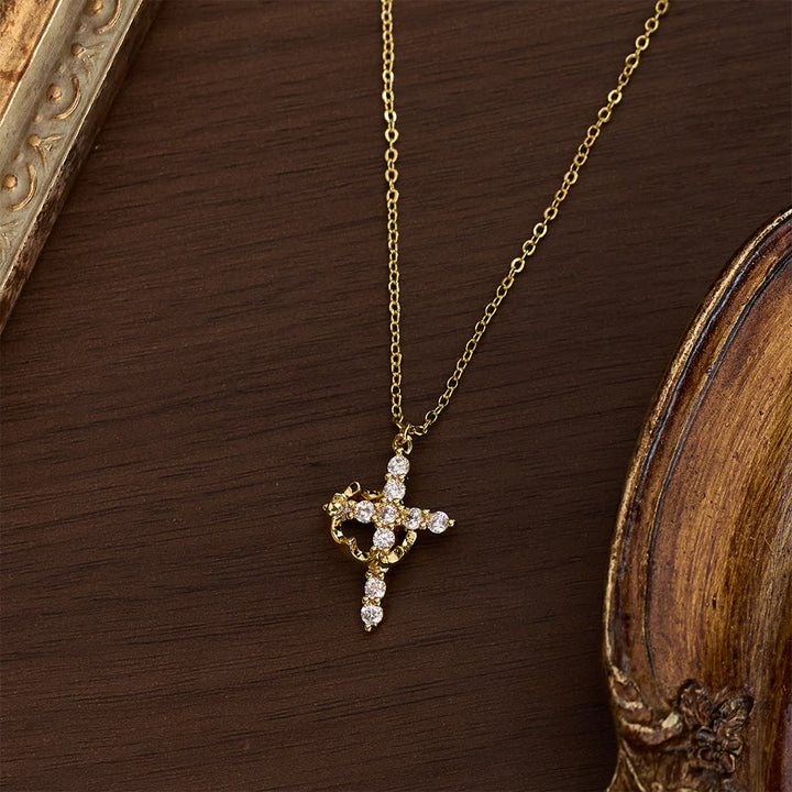 SolaceBeads Copper with Cubic Zirconia Spinning Crown Cross Necklace : Divine Light, Endless Serenity - image 3
