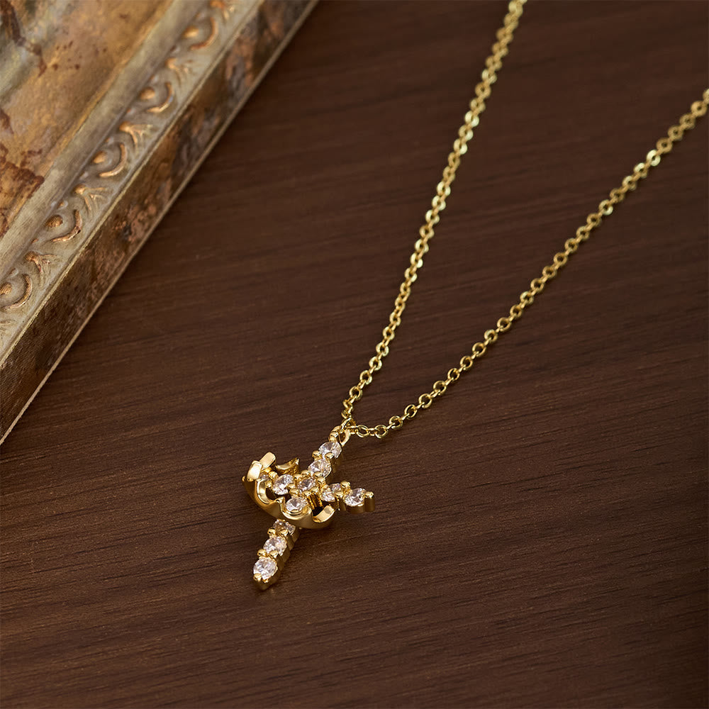 SolaceBeads Copper with Cubic Zirconia Spinning Crown Cross Necklace : Divine Light, Endless Serenity - image 4