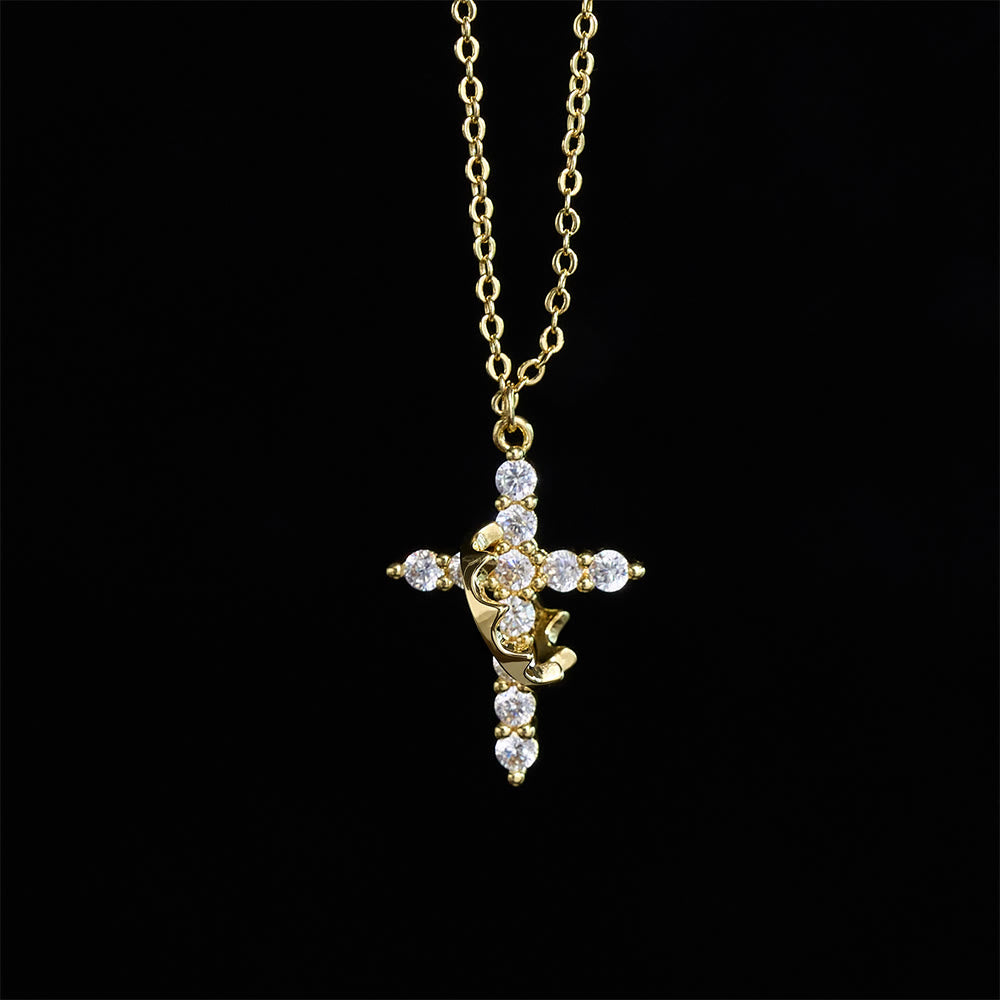 SolaceBeads Copper with Cubic Zirconia Spinning Crown Cross Necklace : Divine Light, Endless Serenity - image 5