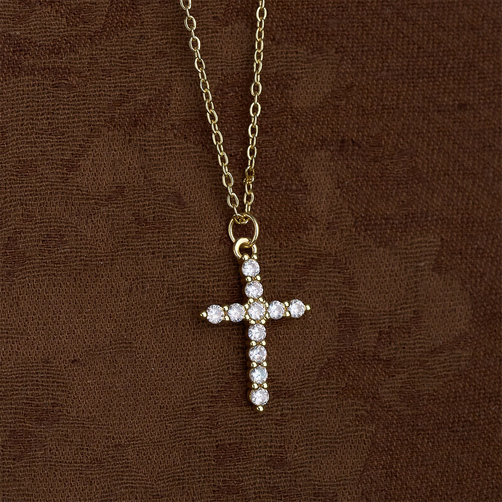 SolaceBeads Copper with Cubic Zirconia Classic Cross Necklace &amp; Pendant: Pure Light, Steadfast Hope - image 1