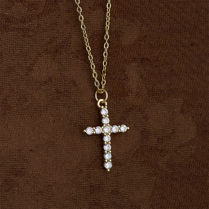 SolaceBeads Copper with Cubic Zirconia Classic Cross Necklace &amp; Pendant: Pure Light, Steadfast Hope - image 1
