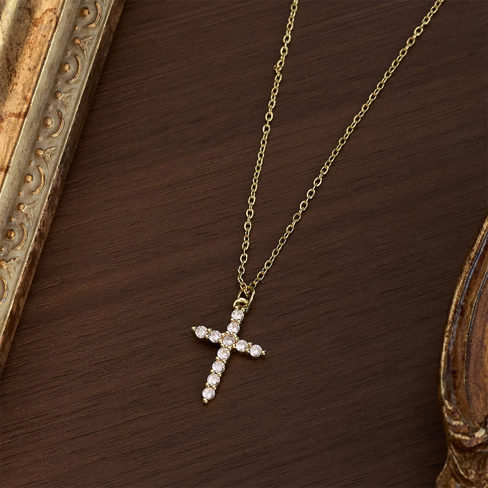 SolaceBeads Copper with Cubic Zirconia Classic Cross Necklace &amp; Pendant: Pure Light, Steadfast Hope - image 3