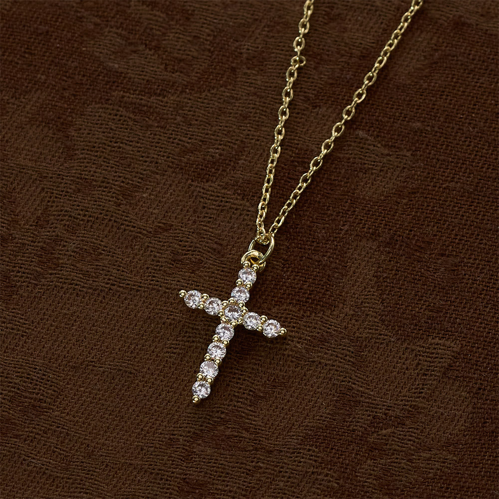 SolaceBeads Copper with Cubic Zirconia Classic Cross Necklace &amp; Pendant: Pure Light, Steadfast Hope - image 2