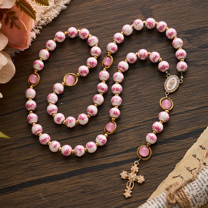 SolaceBeads Handcrafted Blue Floral Ceramic Rosary: A Tapestry of Grace in life - image 17