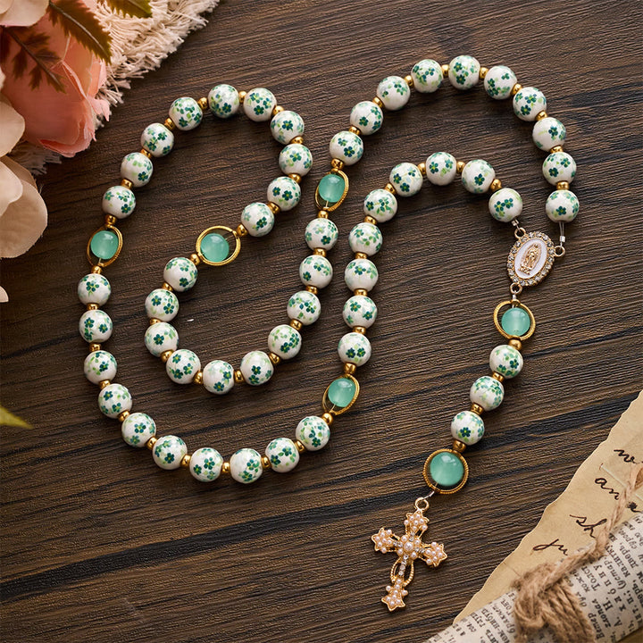 SolaceBeads Handcrafted Blue Floral Ceramic Rosary: A Tapestry of Grace in life - image 14