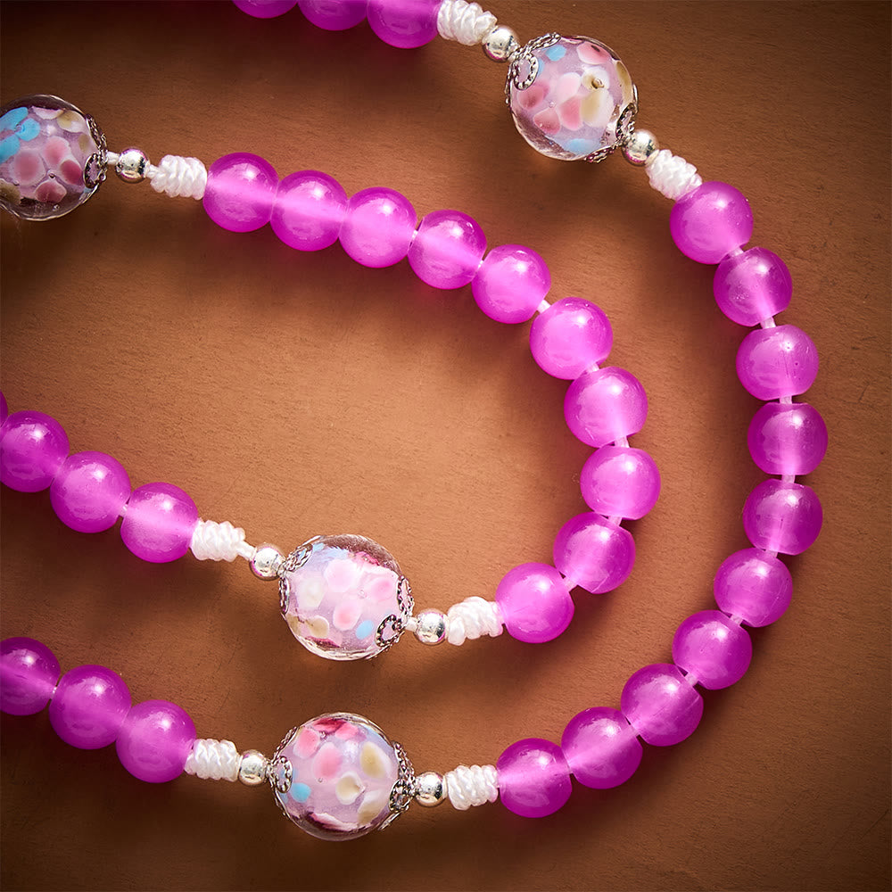Solacebeads Magenta Floral Artistic Rosary With Pink Crucifix: Rooted In Our Lady Of Fatima Blessing - image 3