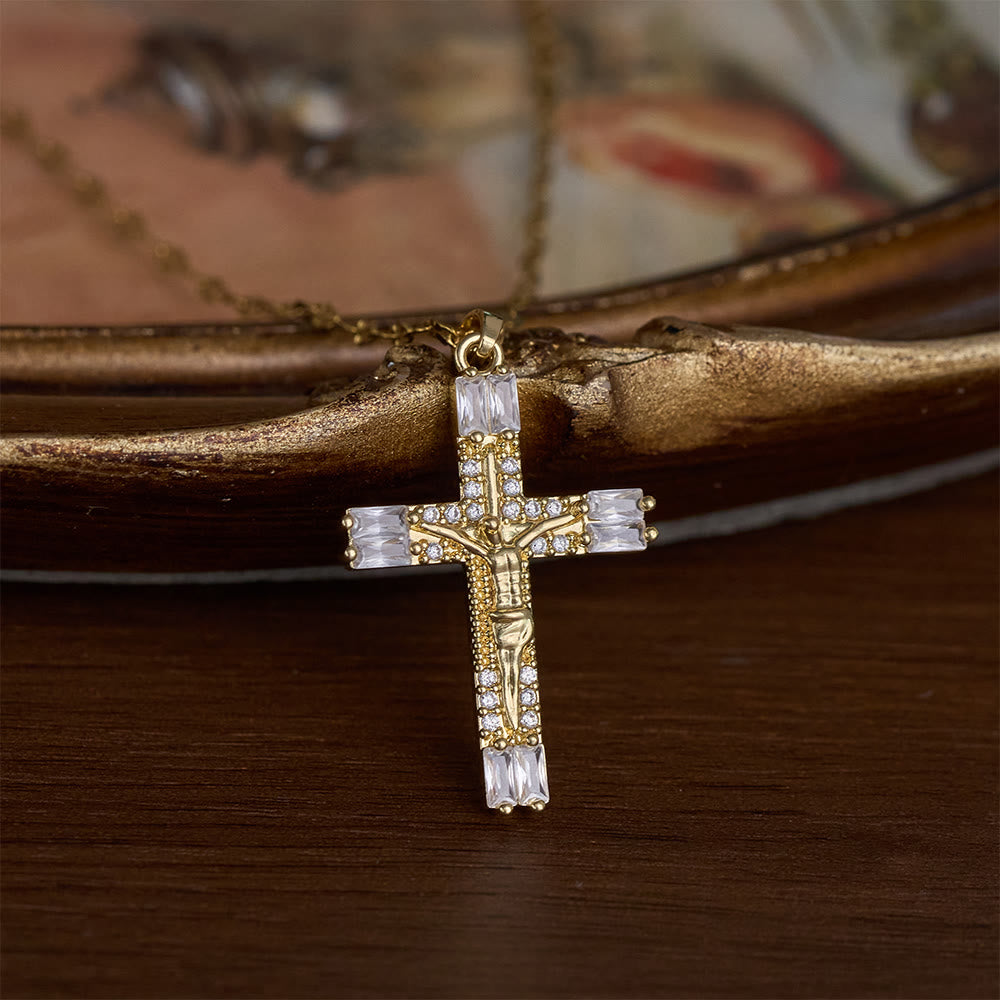 SolaceBeads Zircon Crucifix Necklace: Faith & Grace in Sparkling Detail - Gold - image 0
