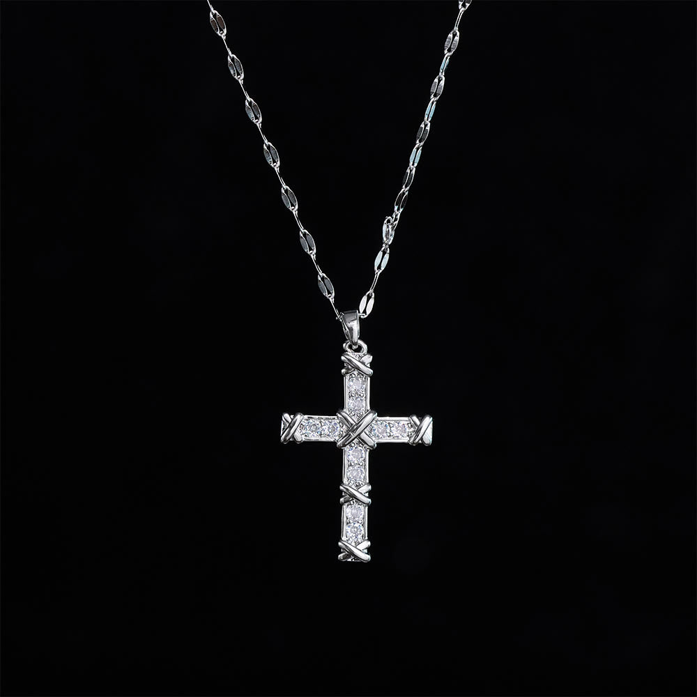 SolaceBeads Cubic Zirconia Criss-Cross Cross Lip Chain Necklace &amp; Pendant: Luminous Hope, Sacred Grace - image 14