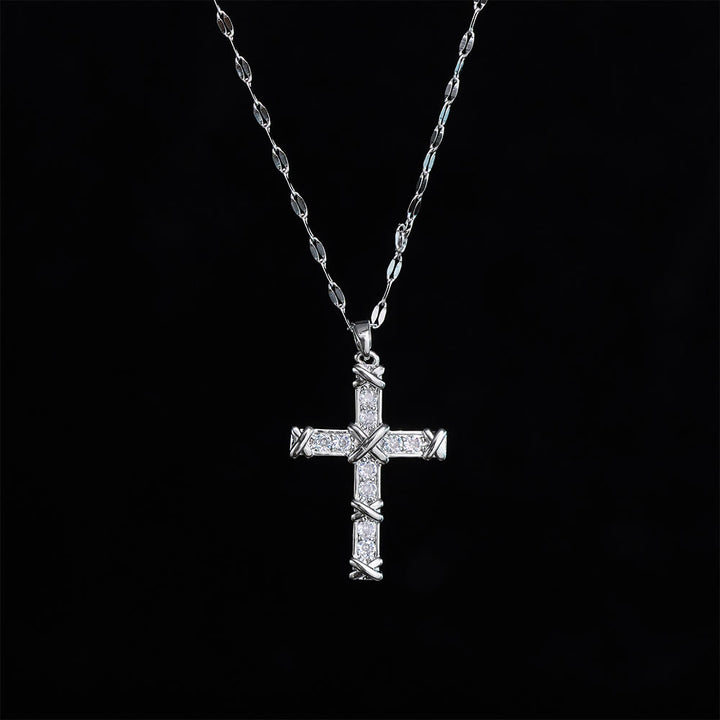SolaceBeads Cubic Zirconia Criss-Cross Cross Lip Chain Necklace &amp; Pendant: Luminous Hope, Sacred Grace - image 14