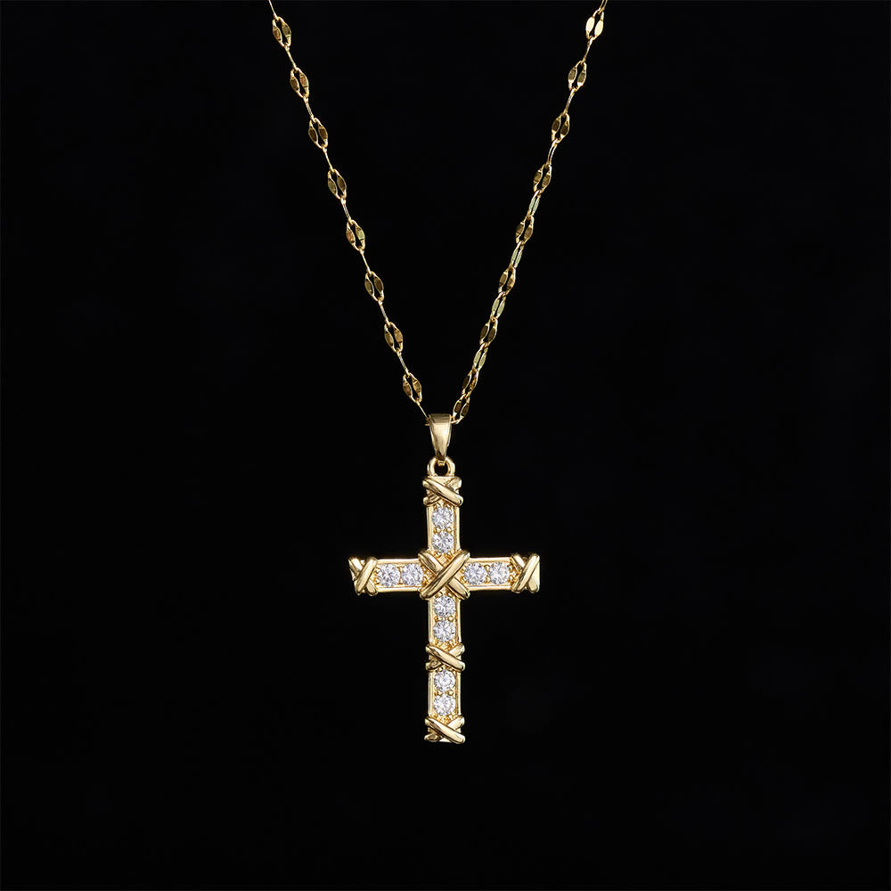 SolaceBeads Cubic Zirconia Criss-Cross Cross Lip Chain Necklace &amp; Pendant: Luminous Hope, Sacred Grace - image 13