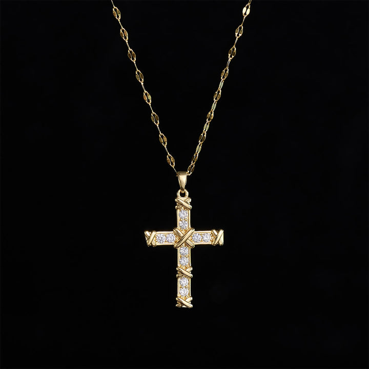 SolaceBeads Cubic Zirconia Criss-Cross Cross Lip Chain Necklace &amp; Pendant: Luminous Hope, Sacred Grace - image 13