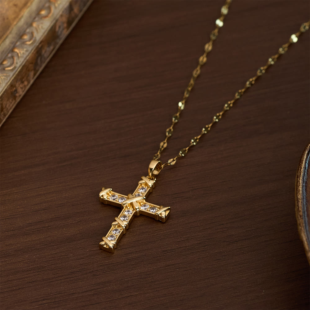 SolaceBeads Cubic Zirconia Criss-Cross Cross Lip Chain Necklace &amp; Pendant: Luminous Hope, Sacred Grace - image 6