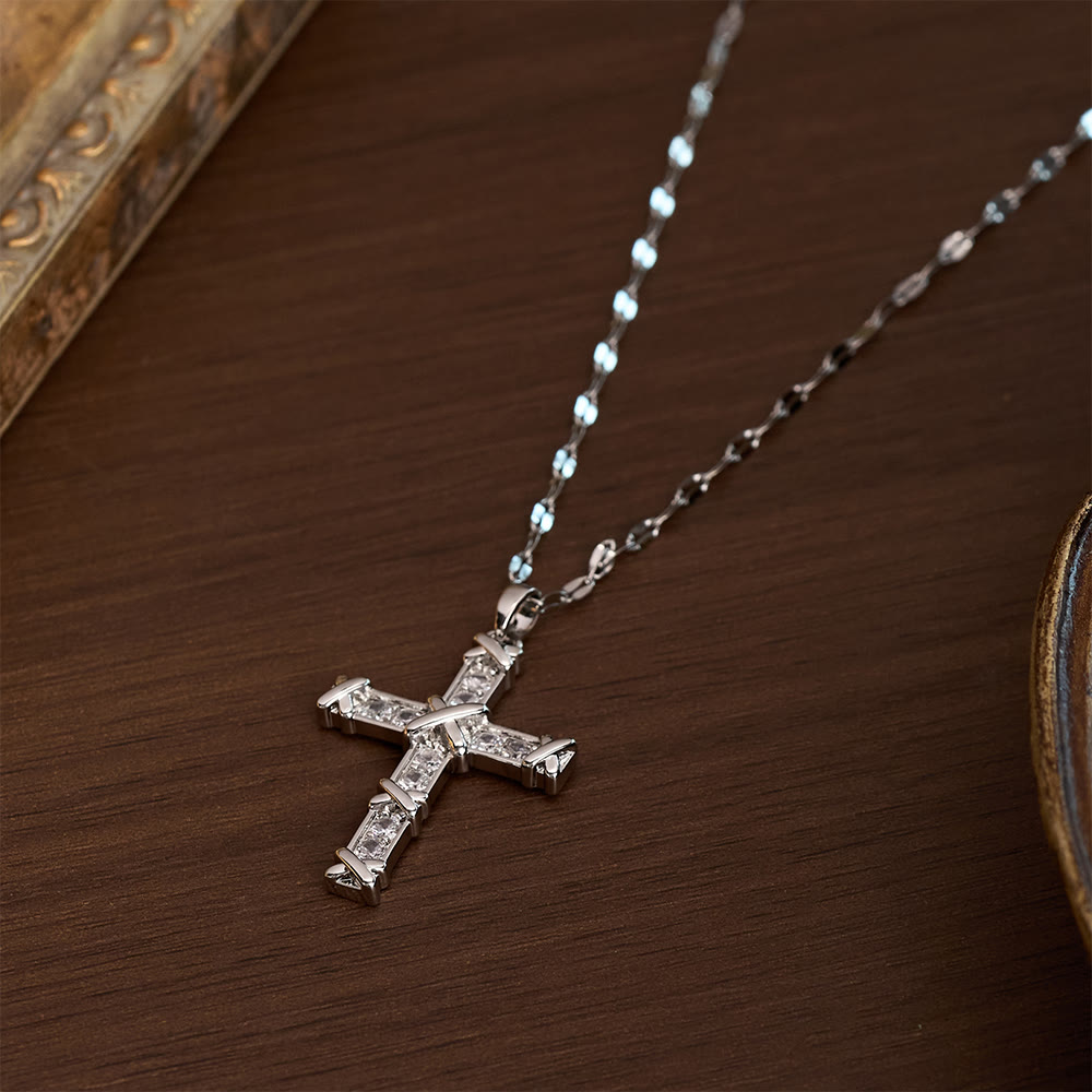 SolaceBeads Cubic Zirconia Criss-Cross Cross Lip Chain Necklace &amp; Pendant: Luminous Hope, Sacred Grace - image 7