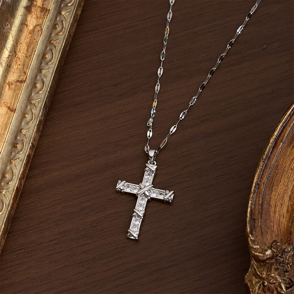 SolaceBeads Cubic Zirconia Criss-Cross Cross Lip Chain Necklace &amp; Pendant: Luminous Hope, Sacred Grace - image 9