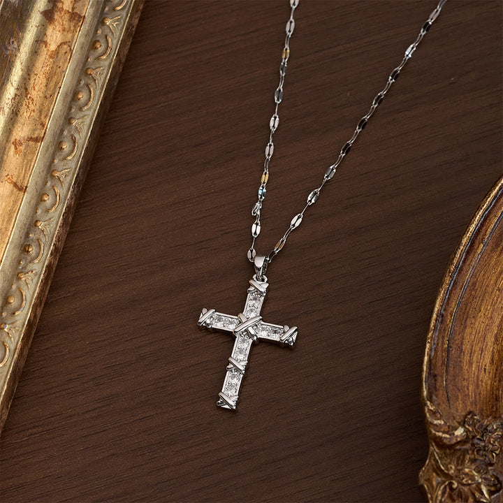 SolaceBeads Cubic Zirconia Criss-Cross Cross Lip Chain Necklace &amp; Pendant: Luminous Hope, Sacred Grace - image 9