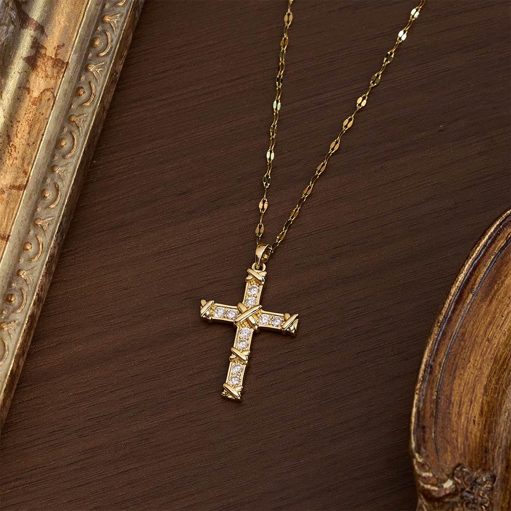 SolaceBeads Cubic Zirconia Criss-Cross Cross Lip Chain Necklace &amp; Pendant: Luminous Hope, Sacred Grace - image 8