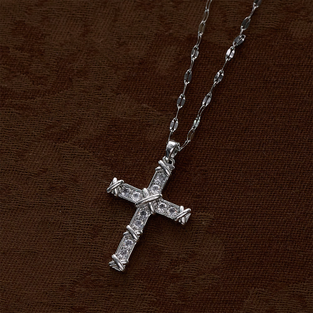 SolaceBeads Cubic Zirconia Criss-Cross Cross Lip Chain Necklace &amp; Pendant: Luminous Hope, Sacred Grace - image 12